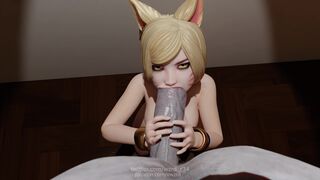 Ahri's First Time Sucking Monster Cock