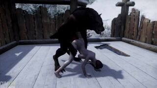 Skyrim - Busty elf Lured the Werewolf to Mate