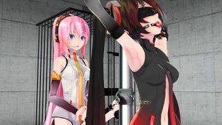 Captured girl is strapped to a pole, suspended and tickled. 【くすぐり tickle 】