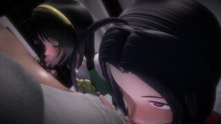 In the men's restroom on the first basement floor of a certain building.