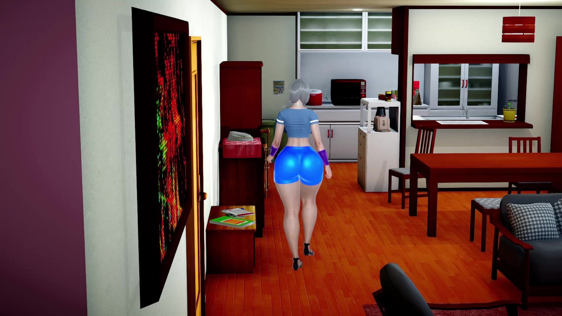 A woman in a playful pose with a suggestive expression