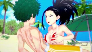 My Hero Academia - Momo Yaoyorozu and Izuku Midoriya have sex on the beach