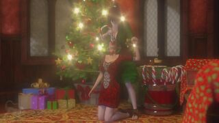 X-Mas Lesbian Elf Candy Cane Throat-Fuck
