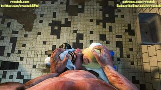 Power Girl and Black Cat Servicing Ogre Man