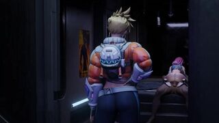 Tracer walks in on D.va riding a cock