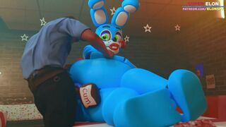 Toy Bonnie helps a man's cock relax