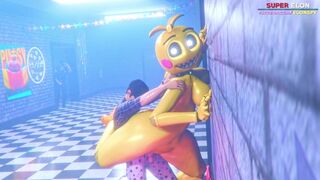 Toy Chica against the wall