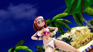 Lewdsmare - MMD Uraraka Bass Knight Bikini Strip Ray-Cast Version
