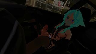 Futa wolfgirl masturbate in a car in public at night~