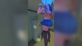 Futa wolfgirl peeing in boy bathroom (vertical)