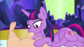 Twilight sucking off a human cock