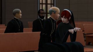 Innocent nun spied priest and then went to suck his dick with great desire