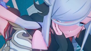 Ganyu Slap Shenhe's Ass (Choirbox)