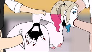 Alfred Pennyworth and Bruce Wayne fucked Harley Quinn (Threesome)