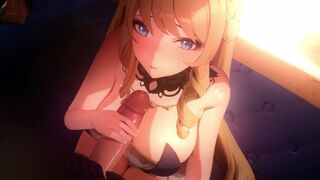 Navia gives a blowjob to her bodyguard as reward