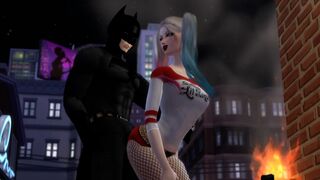 Harley Quinn teasing batman until she gets the bat's big dick