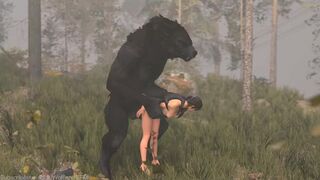 Lara Croft raped by a werewolf