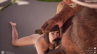 Minotaur covers petite asian in cum