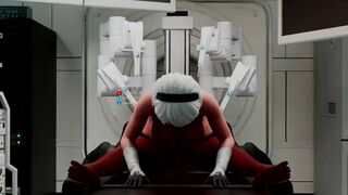 2B and black futa reverse cowgirl