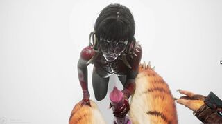 Cannibal takes massive dick and gets covered in cum