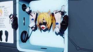 Catgirl Stuck in a Wall and Tickled