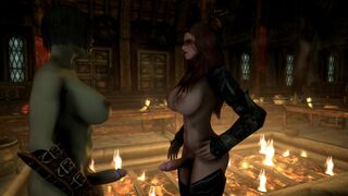 Aela Draining a Futa Orc Completely
