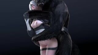 2B fucked by a werewolf