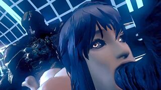 (Speed up & Guro Scene Removed) Motoko Kusanagi Rough Gangbang In Lab