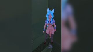 Futa wolfgirl cumming in boy bathroom (vertical)