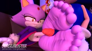 Sonic fuck Blaze's foot