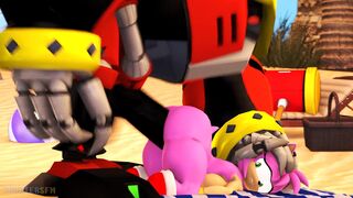 Omega smashing Amy in the beach