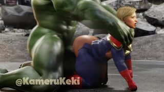 Hulk gives Captain Marvel Backshots