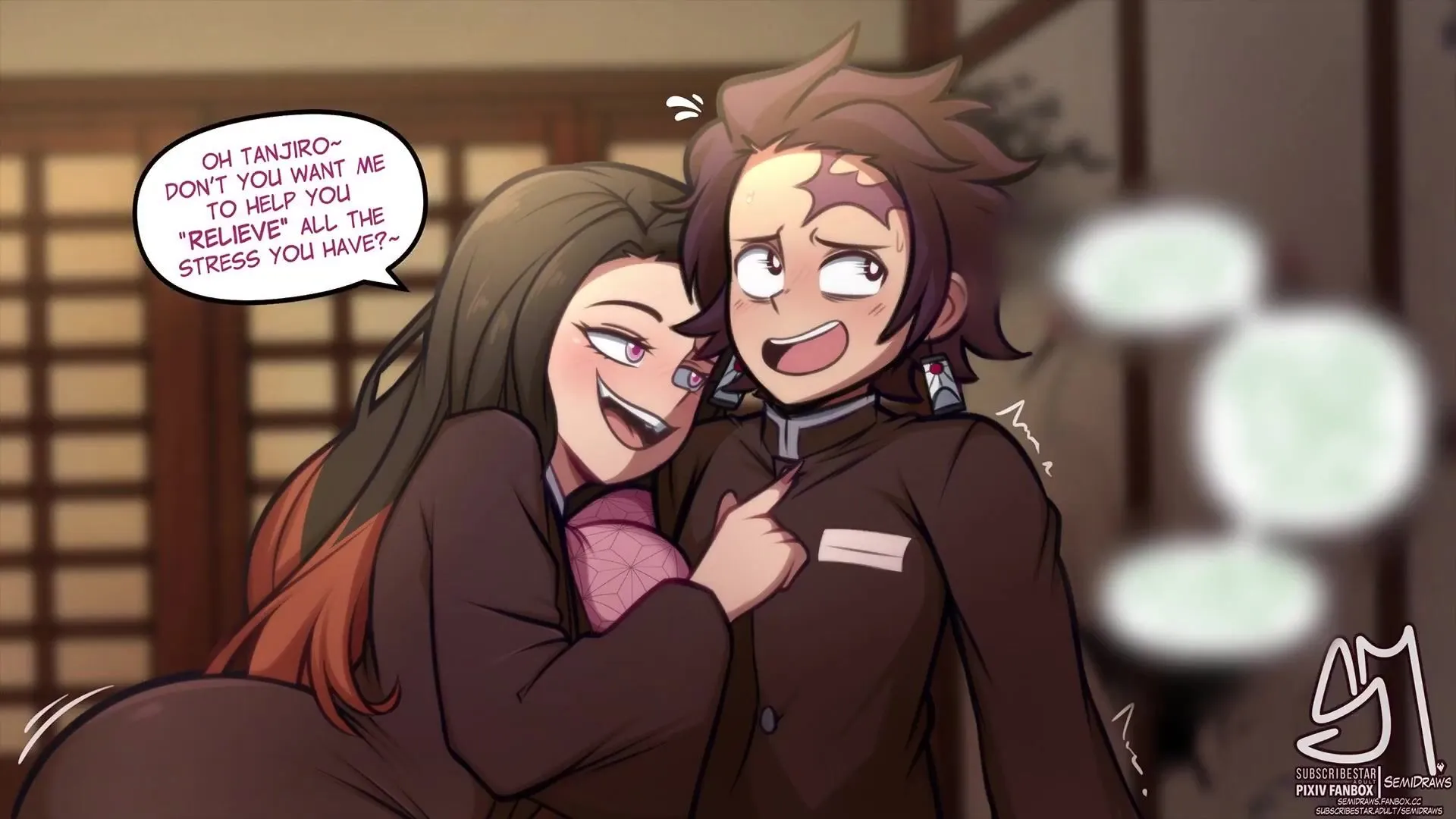Semidraws nezuko x tanjiro r34