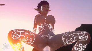 Pink Haired Tattooed Elf Slut Ass Fucks Magic Cock Thingy