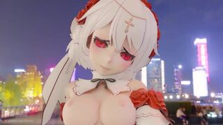 Pure white girl under the moonlight