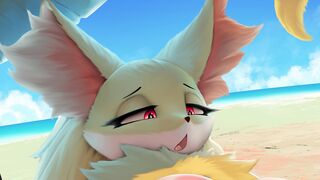 "Delphox Beach Masturbate Animation" by ThousandFoldFeathers (2024) [No Audio | Loop]