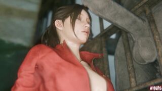 Claire and Ada in the arms of Mr. X