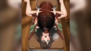 oribe mutsumi and giant cockroach on the table