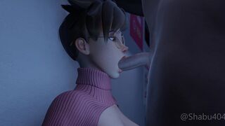 Tracer blowjob against the wall