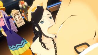 Nico Robin Deepthroats Massive Cock