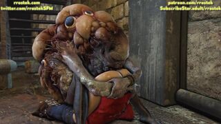 Claire Redfield captured by the  fish monster Salvatore Moreau