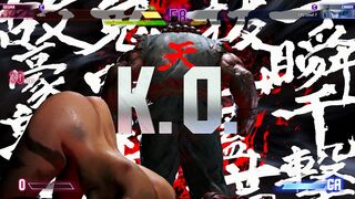 Akuma gives the Street Fighter ladies a taste of defeat.