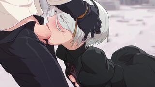 Yorha 2b blowjob creampied