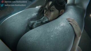 Claire Redfield headlocked by Mrs.X