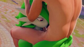 Gardevoir gives a hanging deepthroat