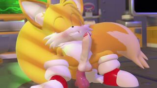 Tails riding Dildo
