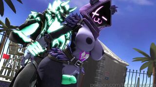 Cerberus and raven at the pool full video