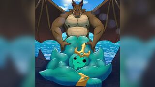 Poseidon getting a taste of dragon cock