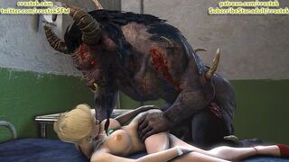 Scarlet gaped hard by  a huge dick Minotaur Monster
