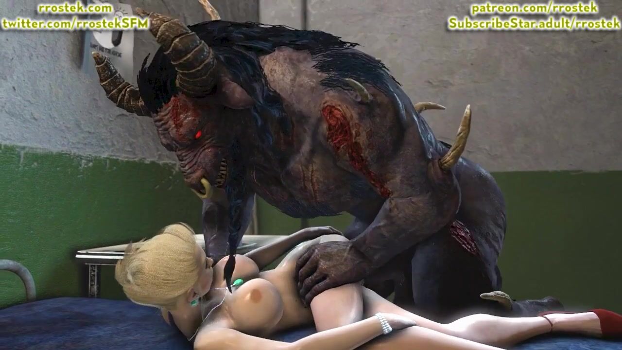 Scarlet Gaped Hard By  A Huge Dick Minotaur Monster